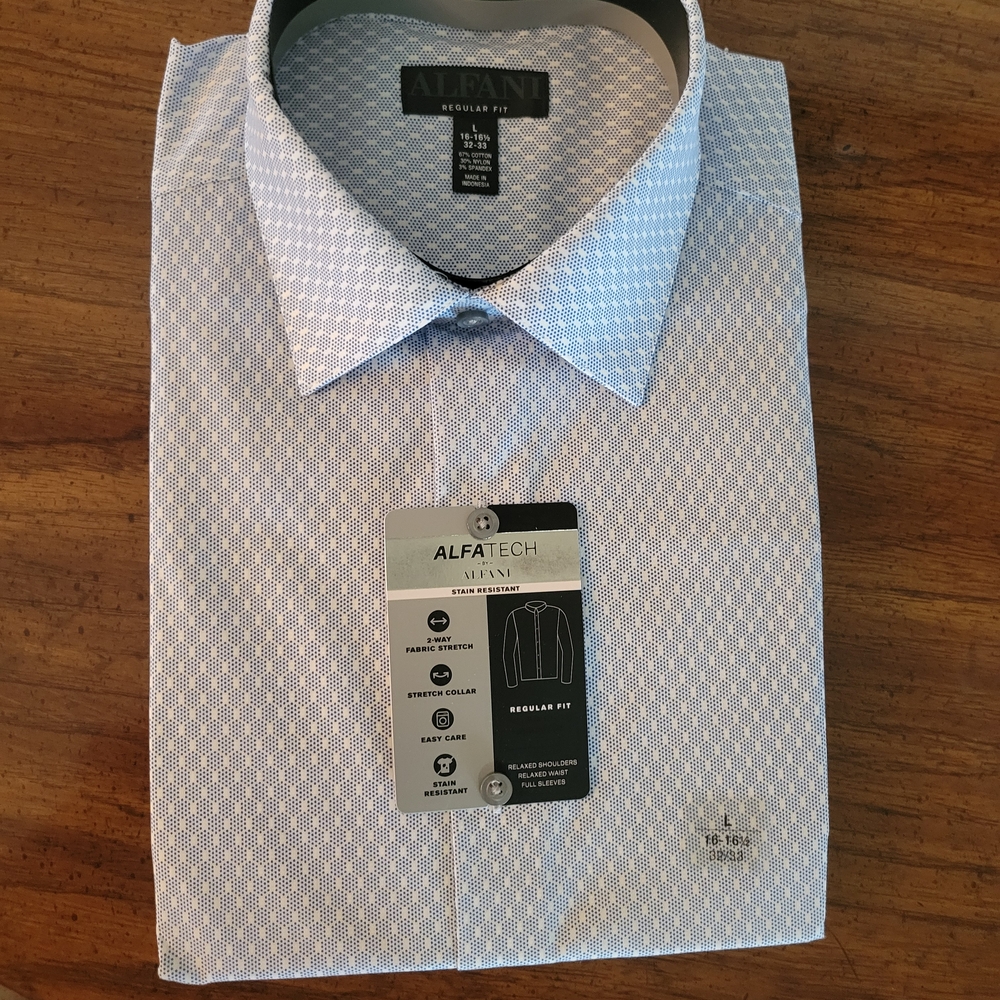 Alfani Men's Blue Geometric Dress Shirt